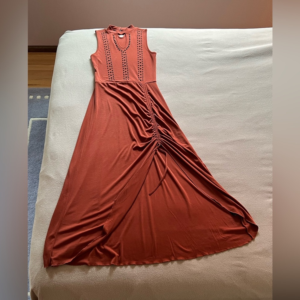 Rock & Roll Denim Sleeveless Rust Dress